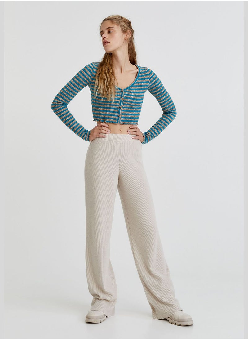 PULL&BEAR Striped soft touch V-neck cardigan  - Image 4