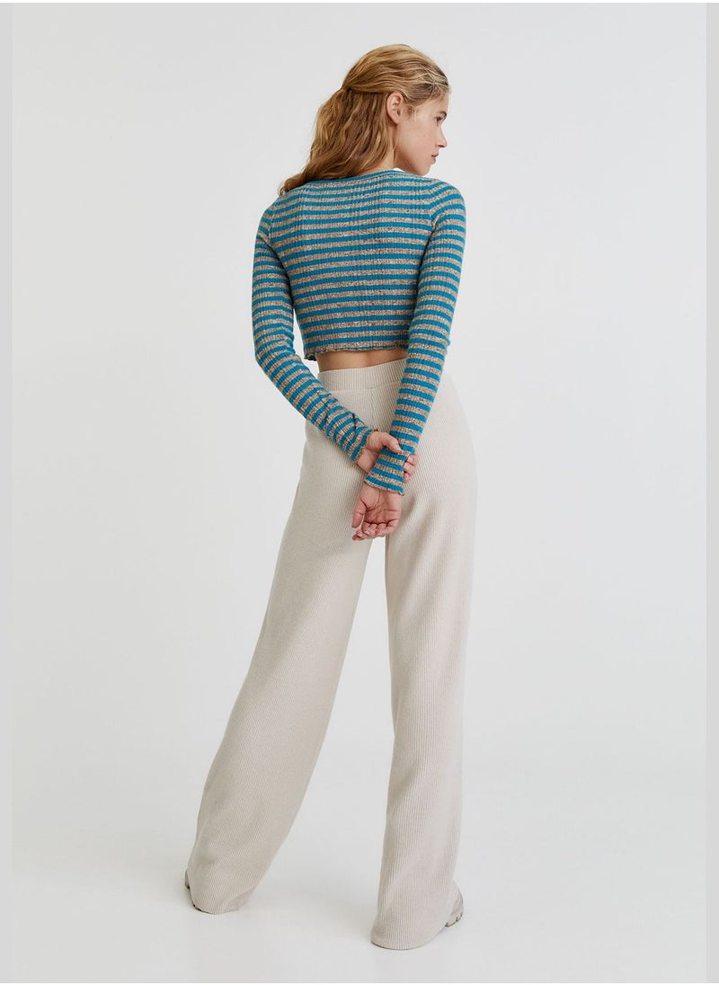 PULL&BEAR Striped soft touch V-neck cardigan  - Image 2