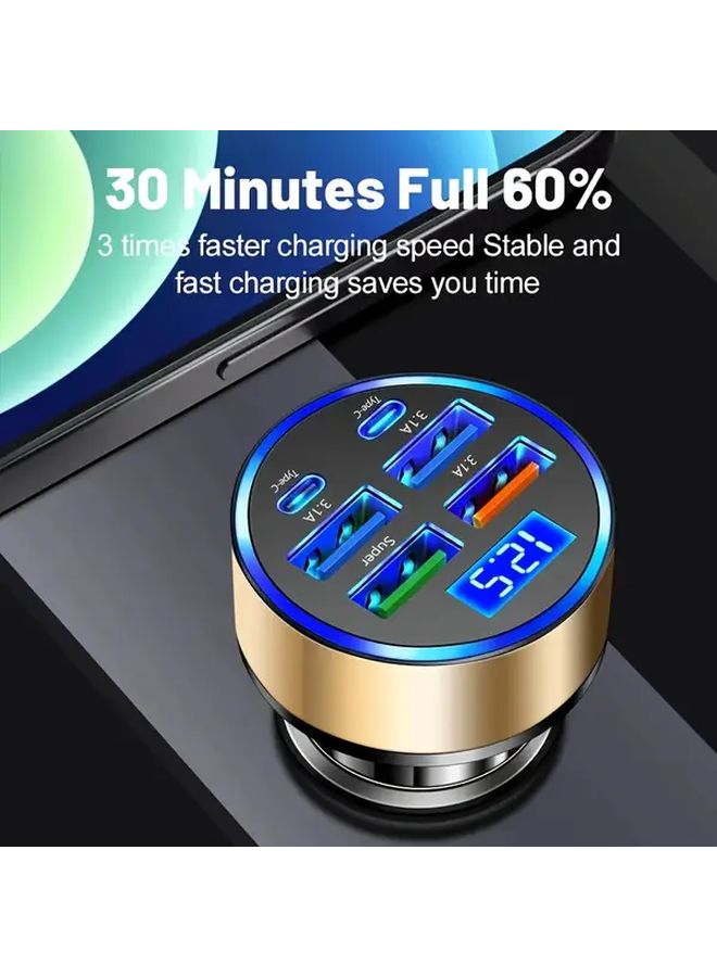 شاحن سيارة مزدوج USB C مع شاشة عرض الجهد للشحن السريع PD QC3.0 بلون أسود معدني - Image 4