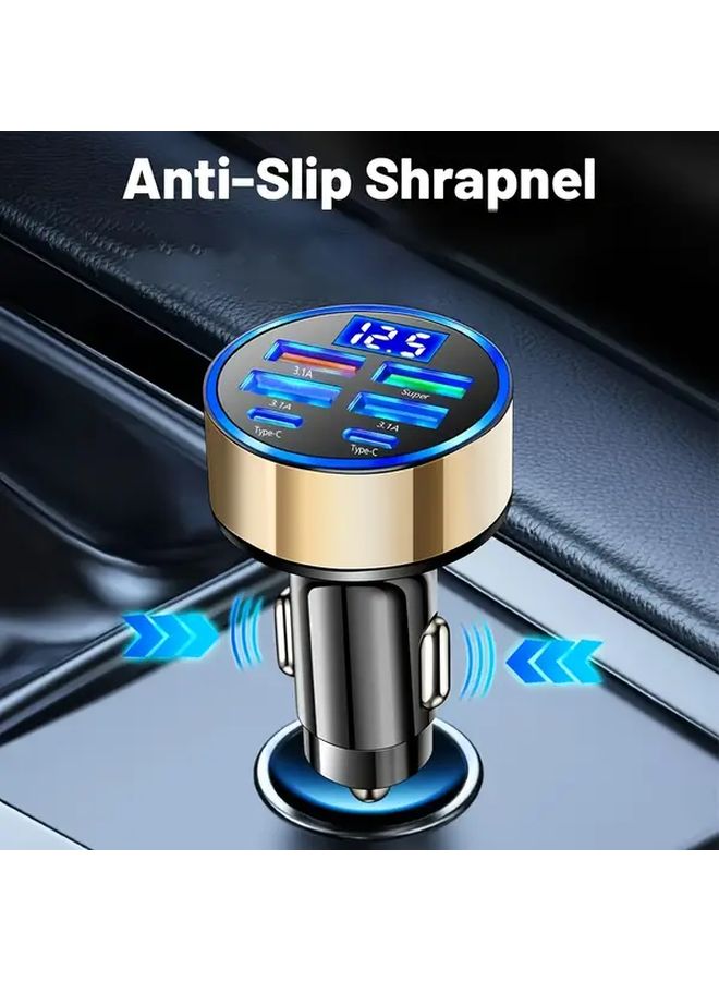 شاحن سيارة مزدوج USB C مع شاشة عرض الجهد للشحن السريع PD QC3.0 بلون أسود معدني - Image 1