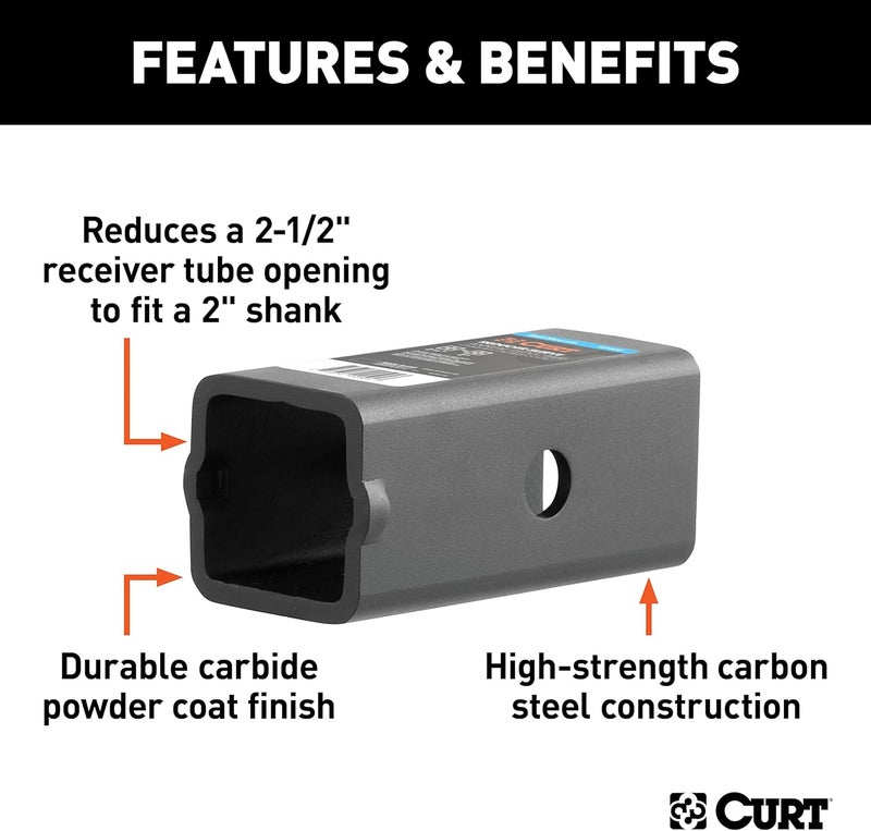 كيرت CURT 45405 محول مقبس وصلة المقطورة، جلبة تخفيض من 2.5 إلى 2 بوصة تصميم مريح للمستخدم - Image 3
