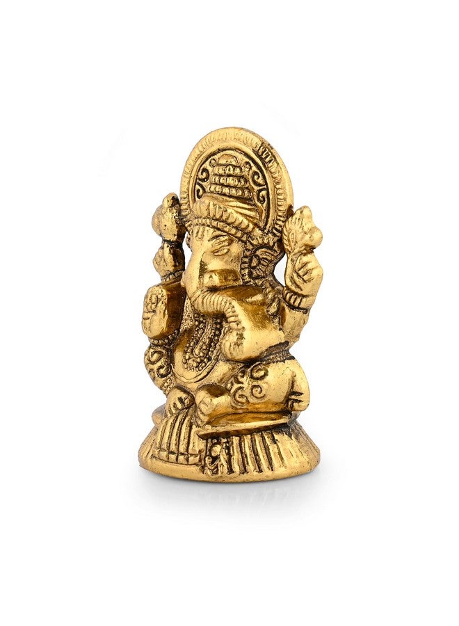 CraftVatika Ganesha Idol Showpiece Aluminum Golden Finish Ganesha Idol for Gift & Home Decor, Pooja Room, Mandir Housewarming Gifts (Set of 1) - Image 4