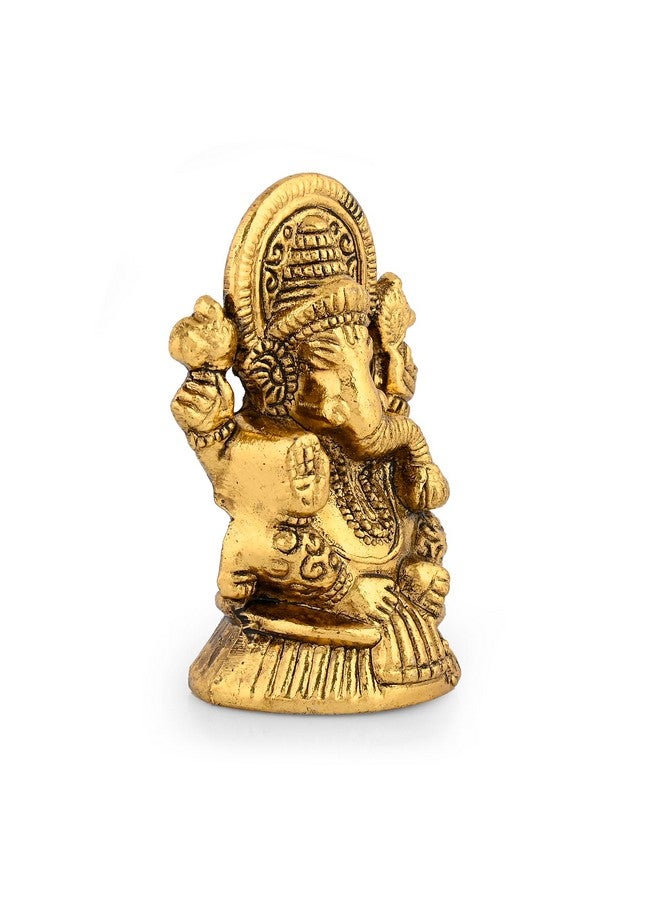 CraftVatika Ganesha Idol Showpiece Aluminum Golden Finish Ganesha Idol for Gift & Home Decor, Pooja Room, Mandir Housewarming Gifts (Set of 1) - Image 3