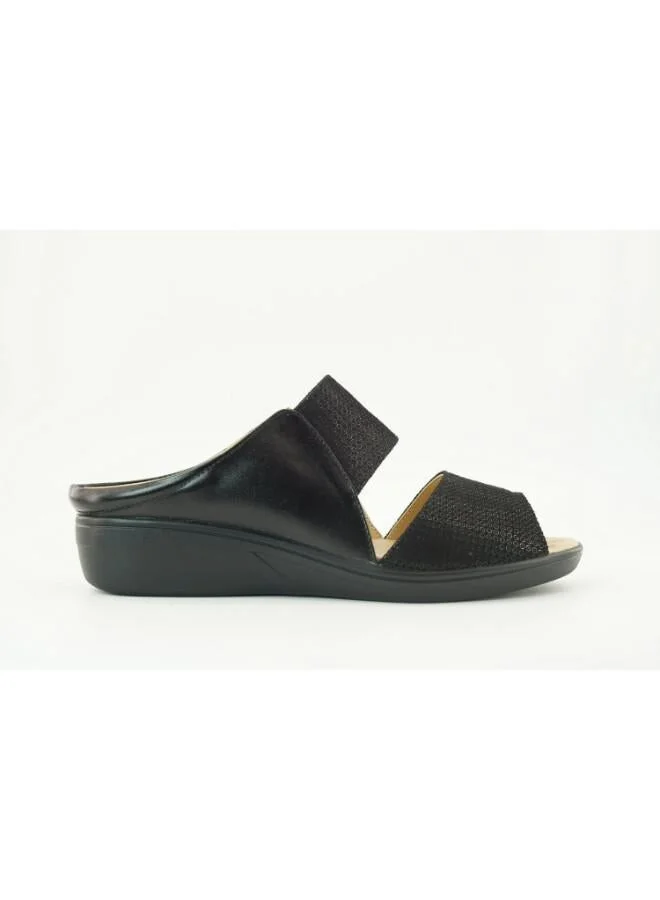 Zayna Black 221-3167 Zayna Ladies Low Wedge Heel Slides 2418-22 Black for Women | Best Price UAE