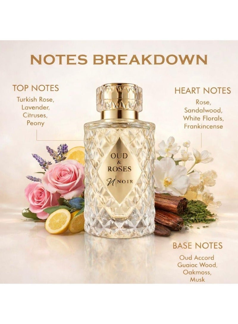 Oud and Roses EDP Perfume for Men and Women, Unisex Long Lasting Fragrance  with Oud Accord, Roses and Musk 60ml - view 4