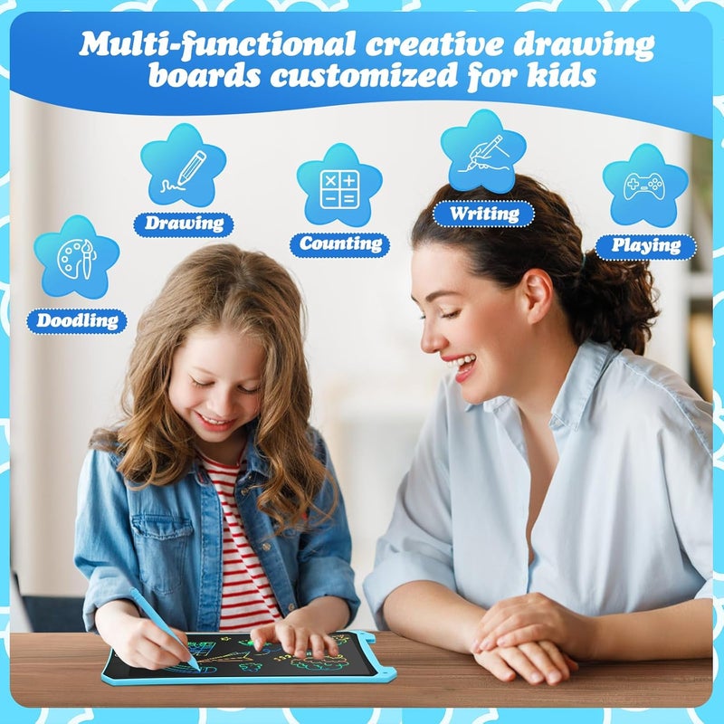 إيوكو ألعاب لوحة الرسم للأعمار 3+، لوح كتابة LCD بحجم 10 بوصة، لوحة رسم للأطفال، أساسيات السفر للأطفال الصغار، تلوين بدون فوضى للأطفال من عمر 3+، هدية حفلة عيد ميلاد للأولاد والبنات من عمر 3+ سنوات - أزرق - Image 4