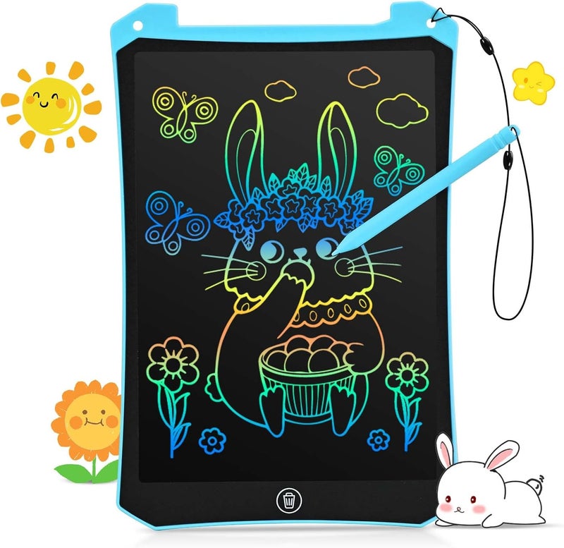 إيوكو ألعاب لوحة الرسم للأعمار 3+، لوح كتابة LCD بحجم 10 بوصة، لوحة رسم للأطفال، أساسيات السفر للأطفال الصغار، تلوين بدون فوضى للأطفال من عمر 3+، هدية حفلة عيد ميلاد للأولاد والبنات من عمر 3+ سنوات - أزرق - Image 1