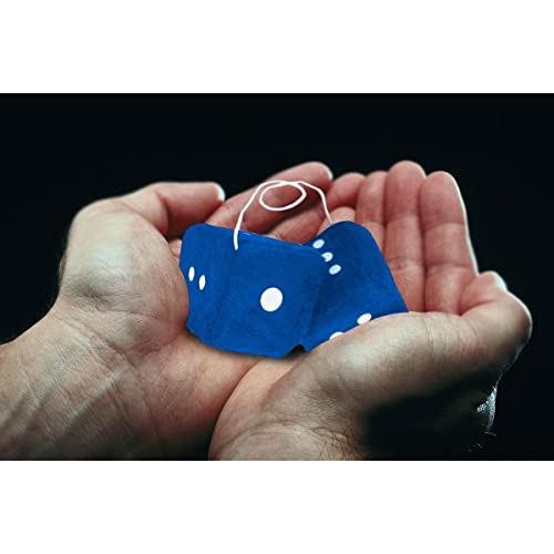 ZONETECH Zone Tech Blue 3" Square Hanging Dice-Soft Fuzzy Decorative Vehicle Hanging Mirror Dice with White Dots - Pair - Image 4