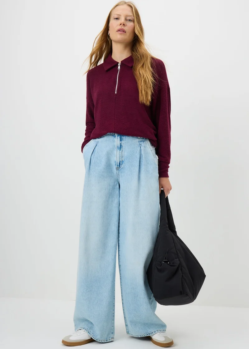 ماتلان كنزة صوف بسحاب وياقة