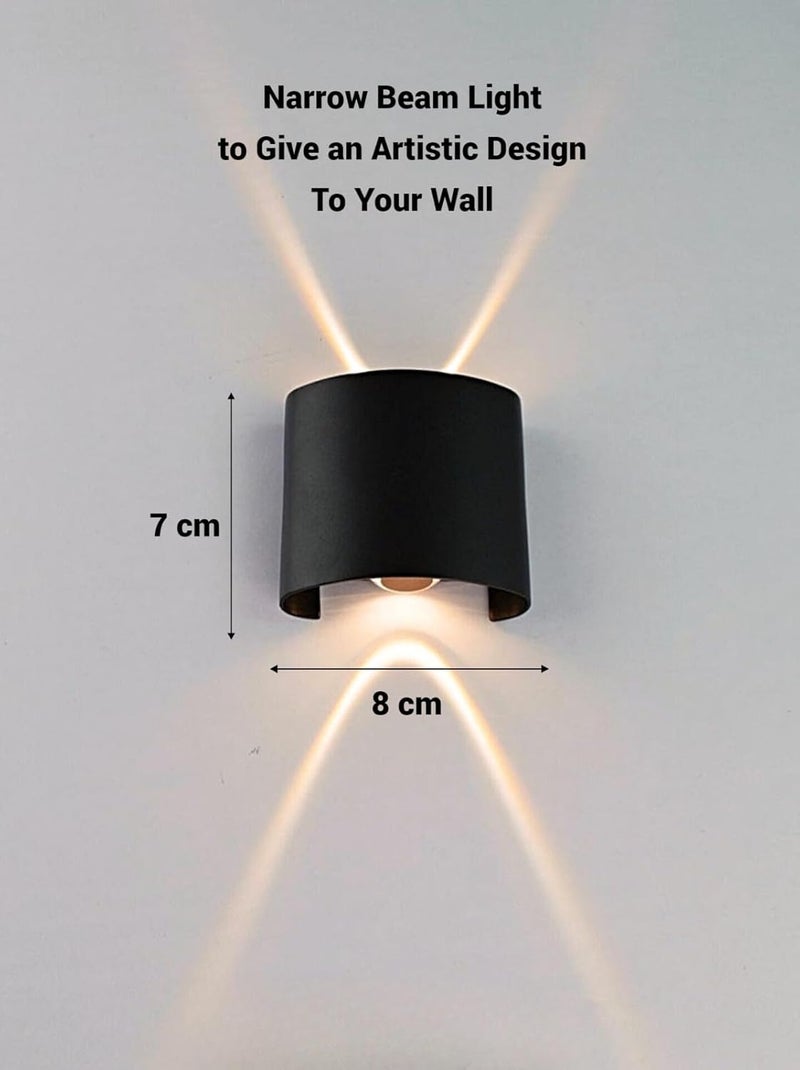 FILLISKA Aluminium LED Indoor/Outdoor Wall Light, IP-65 Rainproof & Shockproof Body. (1Up 1Down Warmwhite Lazer) - Image 2