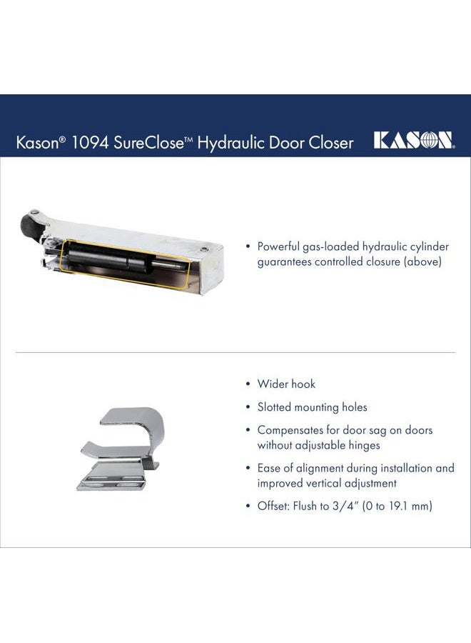 KASON 1094 SureClose Hydraulic Door Closer with Flush Hook, Exposed Mounting, 11094000003 & 11094000026 - Image 5
