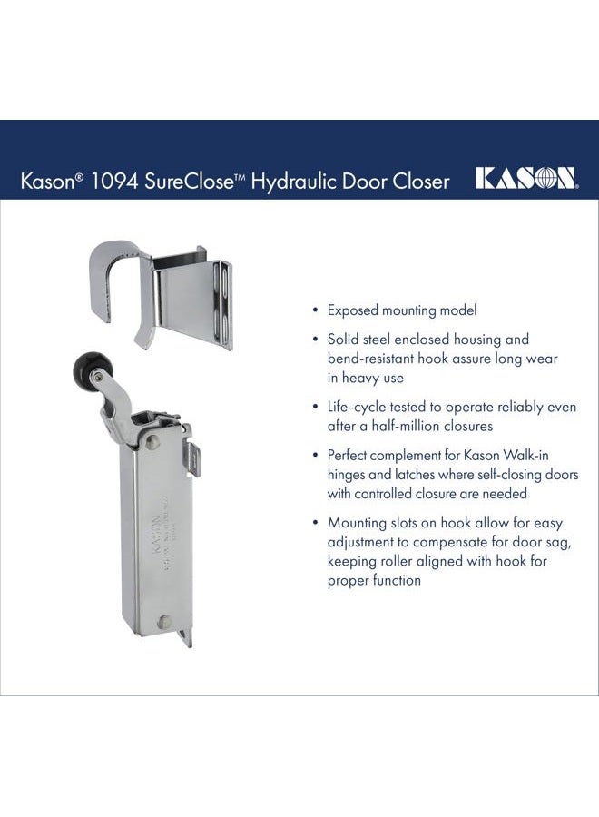 KASON 1094 SureClose Hydraulic Door Closer with Flush Hook, Exposed Mounting, 11094000003 & 11094000026 - Image 4