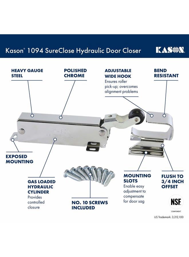 KASON 1094 SureClose Hydraulic Door Closer with Flush Hook, Exposed Mounting, 11094000003 & 11094000026 - Image 2
