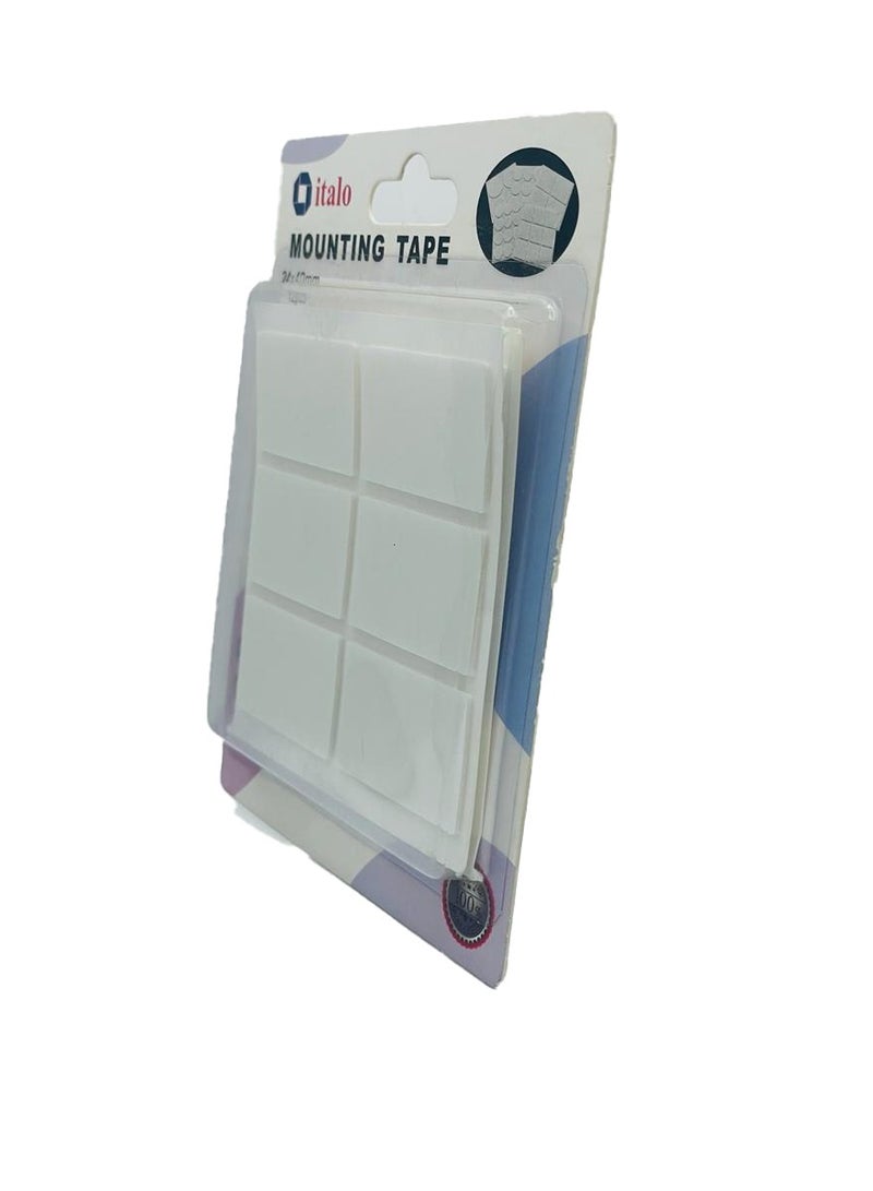 إيتالو عبوة من 12 قطعة متعددة الأغراض شريط تثبيت مزدوج الجوانب لاصق ذاتي اللصق شريط لاصق مربع قطعة تستخدم للمنازل والمكاتب والمحلات التجارية 24X40 مللي متر - Image 3