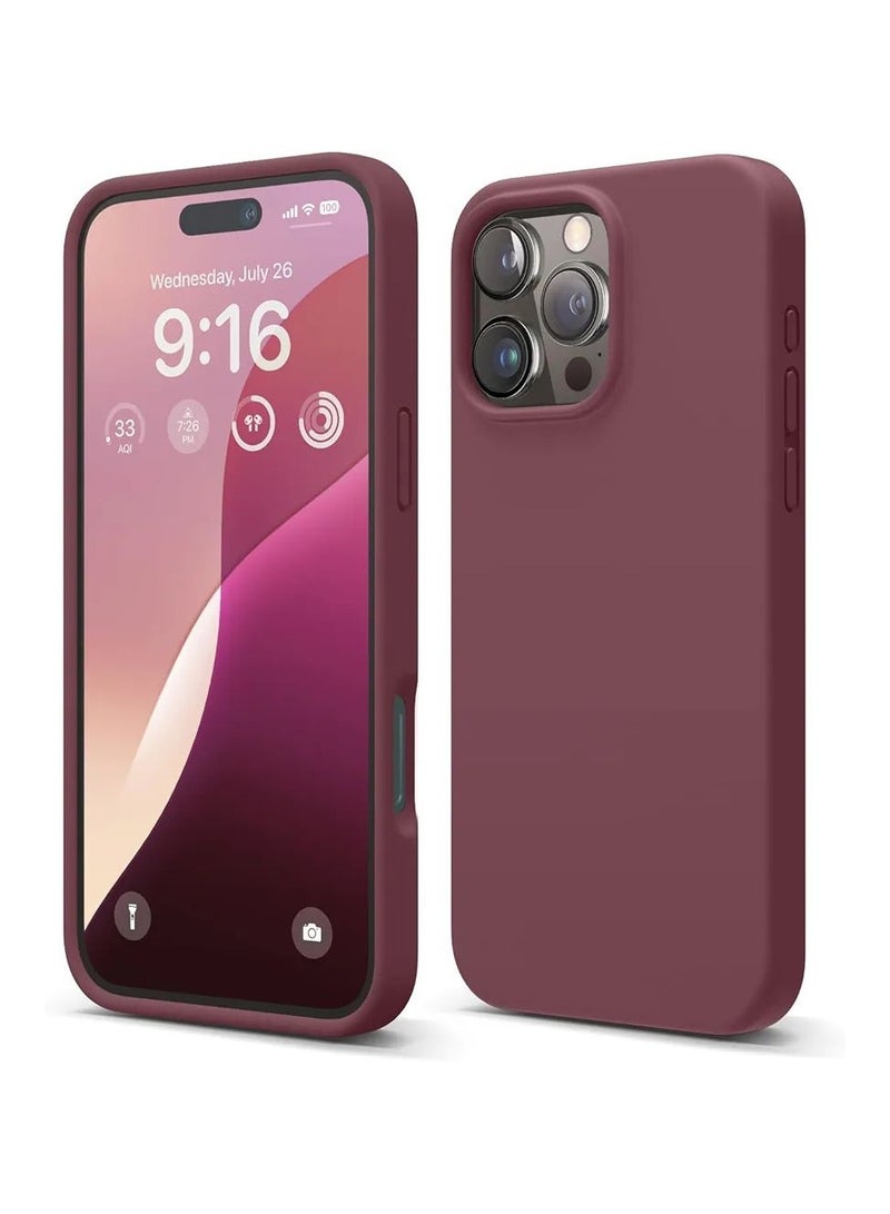 أكاليكس جراب سيليكون متوافق مع iPhone 16 Pro، جراب هاتف سيليكون سائل رفيع مع بطانة TPU ناعمة مقاومة للصدمات من 3 طبقات، (خمري) - Image 1