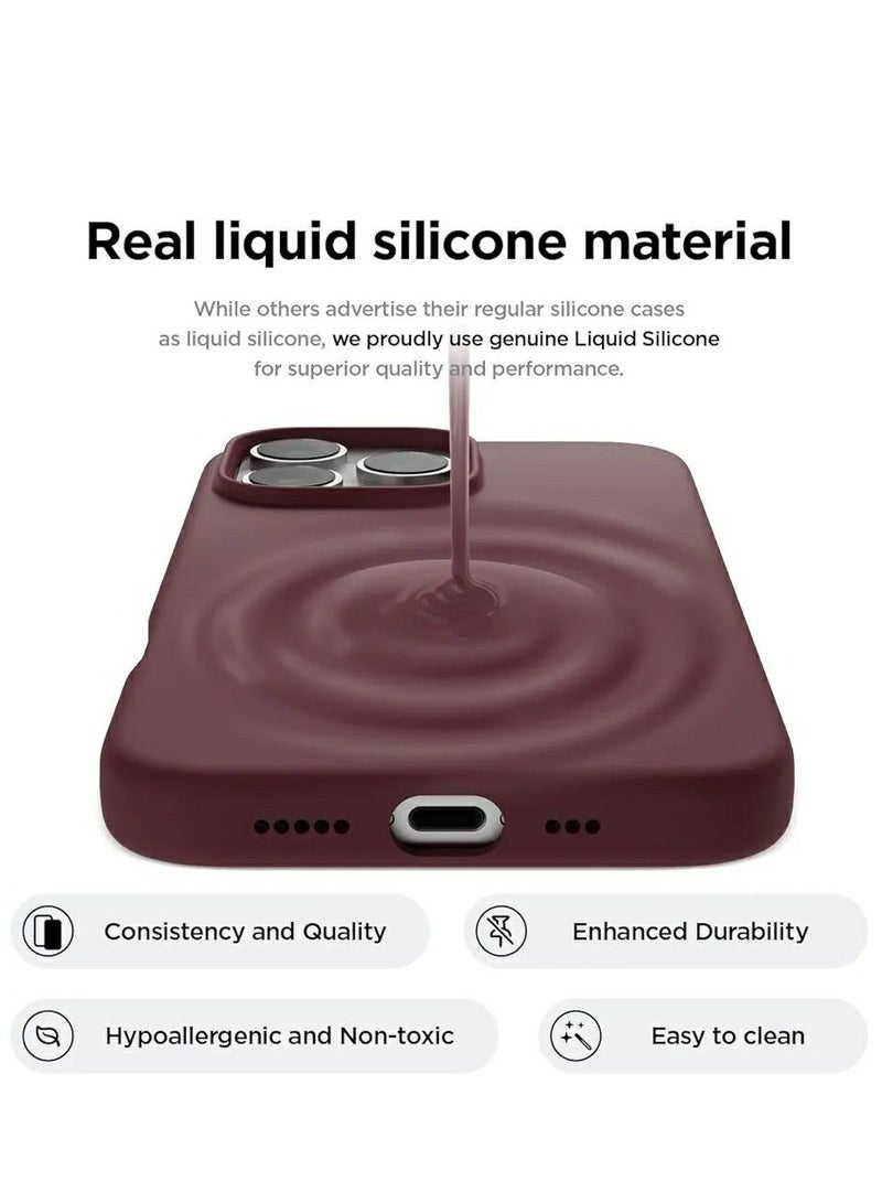 أكاليكس جراب سيليكون متوافق مع iPhone 16 Pro، جراب هاتف سيليكون سائل رفيع مع بطانة TPU ناعمة مقاومة للصدمات من 3 طبقات، (خمري) - Image 3