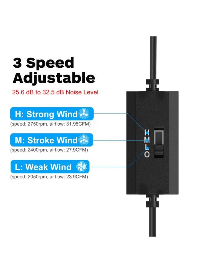 ELUTENG Dual Cooling Fan Whisper Quiet 80mm USB Fan 3 Adjustable High Speed USB Port Heatsink Fans Compatible for PS4, PS5, Router, Laptop, PC, Xbox Cooling Electronics - Image 4