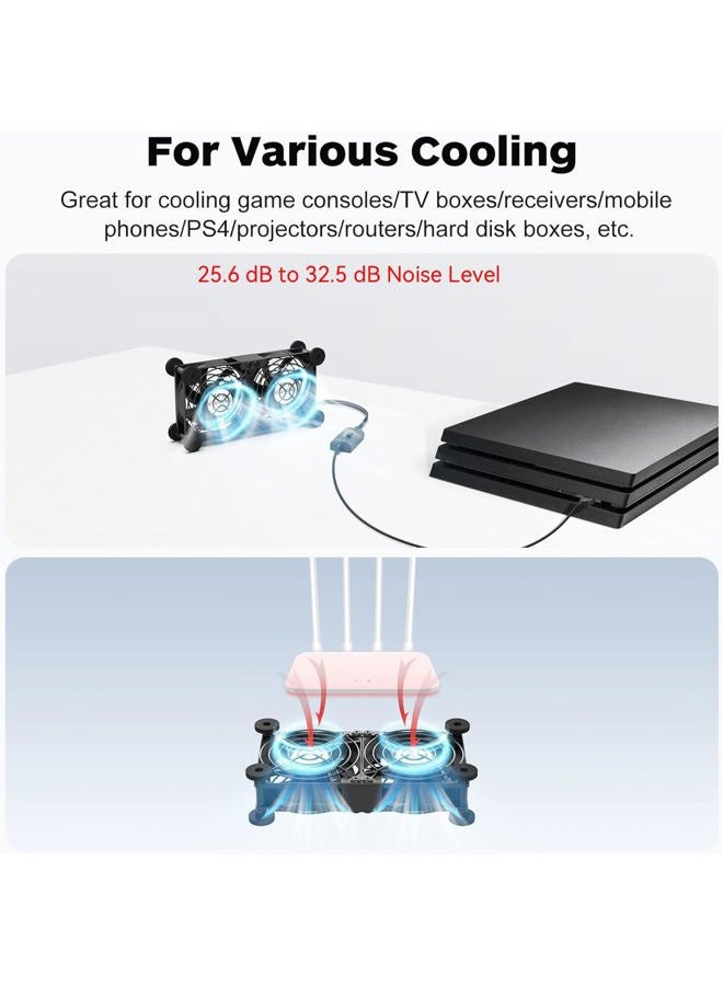 ELUTENG Dual Cooling Fan Whisper Quiet 80mm USB Fan 3 Adjustable High Speed USB Port Heatsink Fans Compatible for PS4, PS5, Router, Laptop, PC, Xbox Cooling Electronics - Image 2