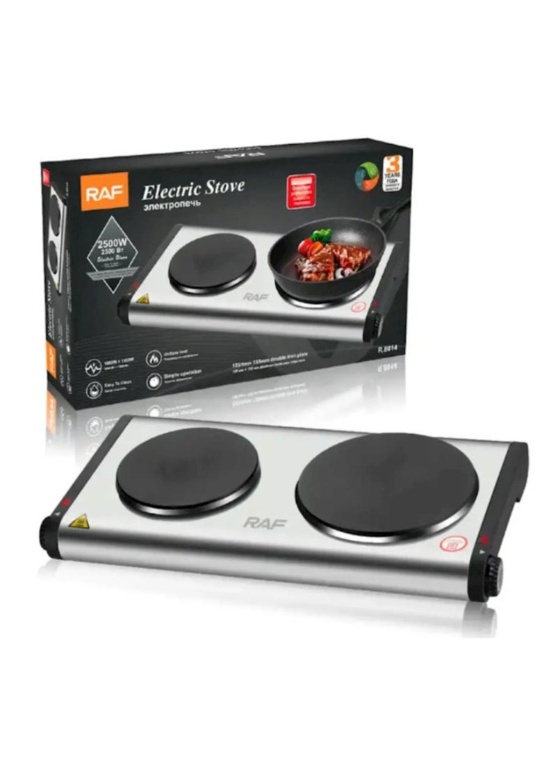 RAF Electric stove for cooking and heating food, 2500 watt double burner, R8014, high-quality and durable materials - Image 1