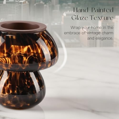 Candeldo Mushroom Wax Melt Warmer Tortoise Shell Home Decor Wax Melter Warmer with Timer Cute Fragrance Vintage Candle Lamp Birthday Gifts for Women - Image 3
