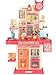 TWFRIC Play Kitchen for Toddlers Kids Kitchen Playset Toddler Girl Toys with Cooking Stove Steam Sink and Food Pretend Cooking Set Toy for 3 4 5 Year Old Kid Birthday Red - Image 2