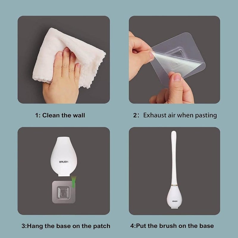 SANTALON Automatic Wall-Mounted Toilet Brush with Silicone Bristles - Drip-Proof and 360° Deep Cleaning Brush for Bathroom - Easy Installation and Non-Scratching Design - Image 3