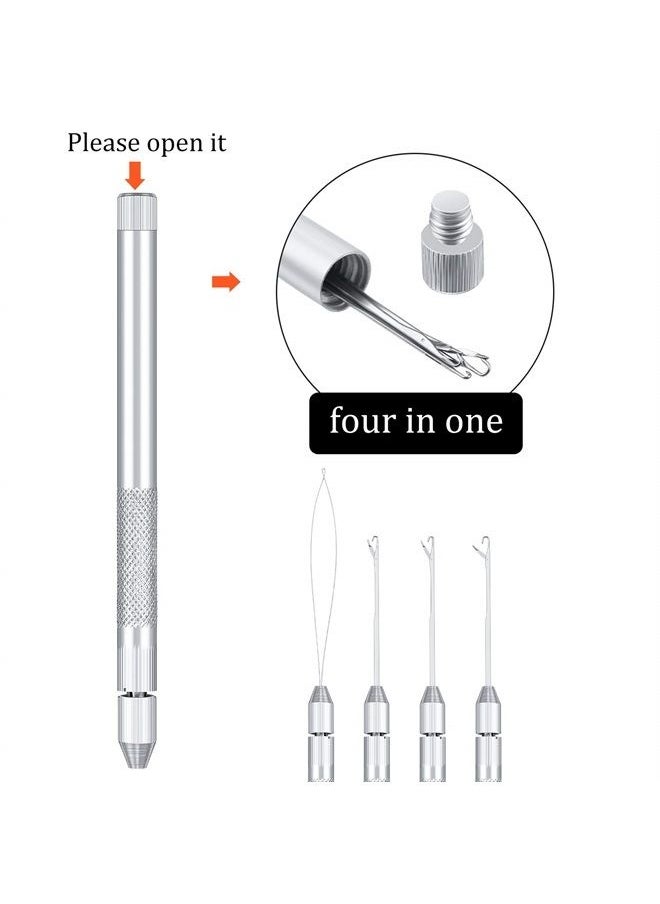 WILLBOND 2 Sets 4-in-1 Hair Extension Tools, Includes Loop Needle Threader, Knitting Needles and Holder for Beads Dreadlock Wig Hair Extensions Lace Wig Making, Loop Tools and Hooks  - Image 2