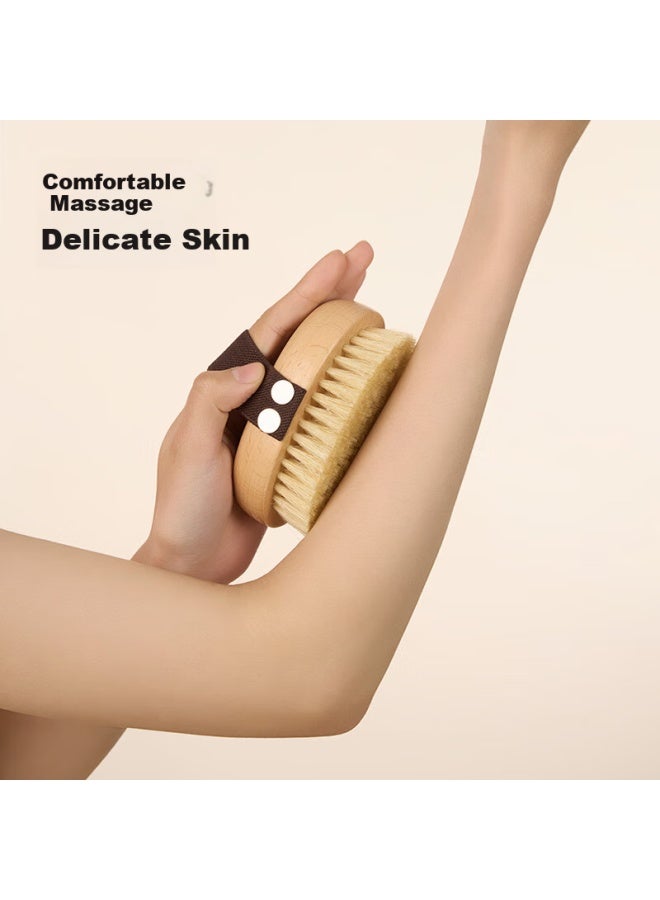 JD.com Jd Original Natural Series Pig Bristle Bath Brush, Soft Bristles For Exfoliating And Back Scrubbing, Dry Brush Tool For Back And Body - Image 2