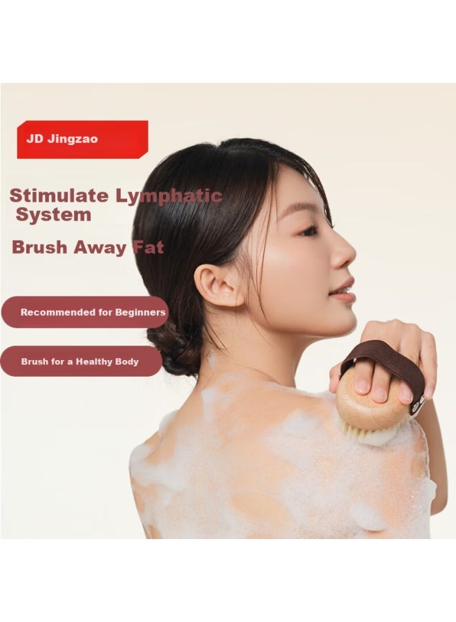 JD.com Jd Original Natural Series Pig Bristle Bath Brush, Soft Bristles For Exfoliating And Back Scrubbing, Dry Brush Tool For Back And Body - Image 1