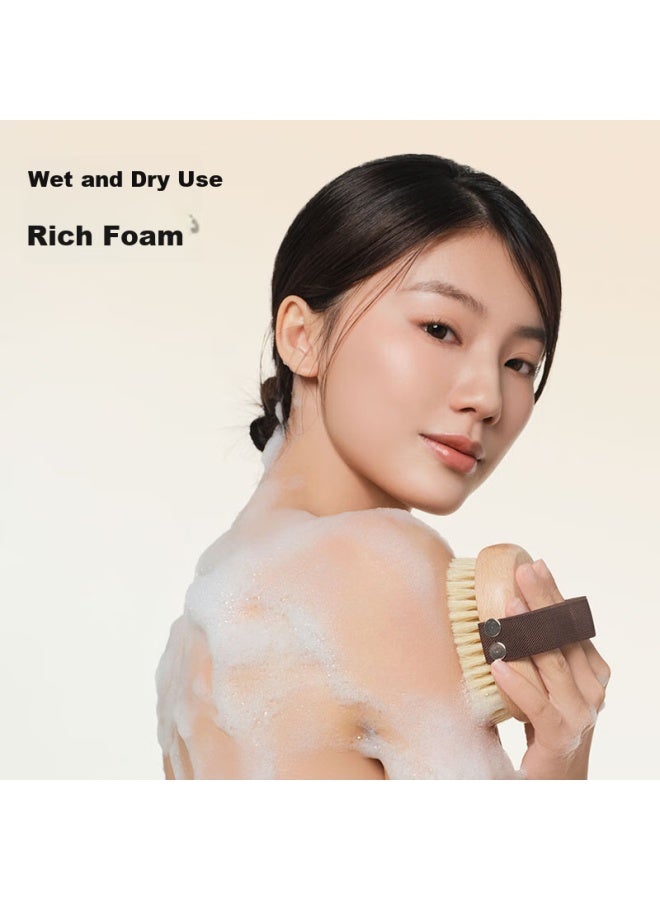 JD.com Jd Original Natural Series Pig Bristle Bath Brush, Soft Bristles For Exfoliating And Back Scrubbing, Dry Brush Tool For Back And Body - Image 3