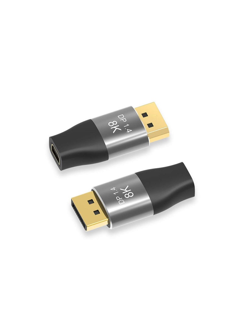 Zikra Mini DP Female to DisplayPort Male 8K Extension 5cm Converter, 8K(7680x4320)@60Hz 4K@144Hz DisplayPort 1.4 Bi-Directional Transmission DisplayPort to Mini DisplayPort 8K Cable(2 Pack) - Image 1