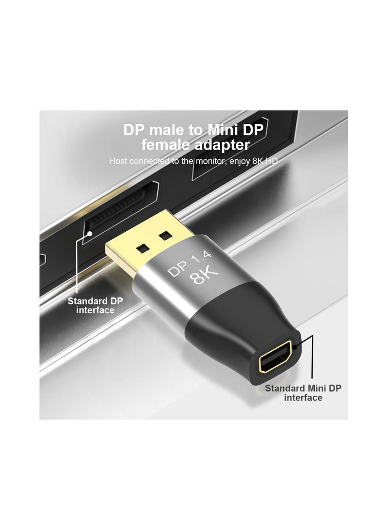 Zikra Mini DP Female to DisplayPort Male 8K Extension 5cm Converter, 8K(7680x4320)@60Hz 4K@144Hz DisplayPort 1.4 Bi-Directional Transmission DisplayPort to Mini DisplayPort 8K Cable(2 Pack) - Image 5