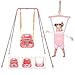 FUNLIO 2 in 1 Swing Set for Toddler Baby Jumper Heavy Duty Kids Swing Bouncer with 4 Sandbags Foldable Metal Stand for IndoorOutdoor Play Easy to Assemble and Store Pink - Image 3