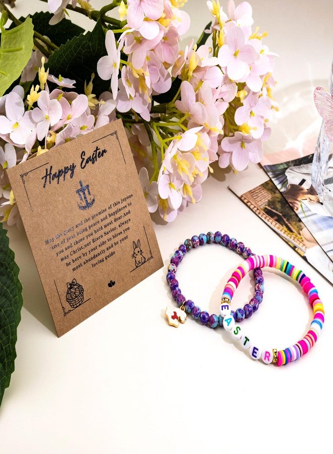 Aisity Easter Basket Stuffers Bunny Bracelets Jewelry for Women Teens Daughter Easter Basket Essentials Decorations Charm Party 2PCS Bracelet Jewelry Bunny Egg Bracelets - Image 5