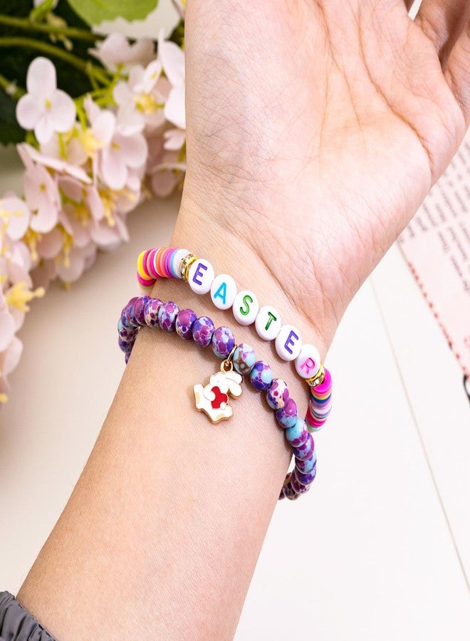 Aisity Easter Basket Stuffers Bunny Bracelets Jewelry for Women Teens Daughter Easter Basket Essentials Decorations Charm Party 2PCS Bracelet Jewelry Bunny Egg Bracelets - Image 3