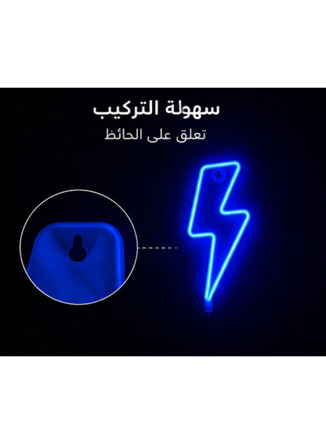 Blue Lightning Bolt LED Neon Wall Light, USB Powered Decorative Sign - Image 4