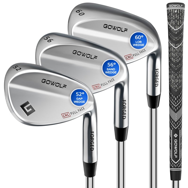 Gowolf Golf Wedges 52 56 60 Sets Right Hand Forged Full Face Golf Wedge Set for Men Premium Golf Gap Wedge Sand Wedge Lob Wedge Golf Club Great Golf Gifts CNC Milled Face for More Spin Chrome - Image 2