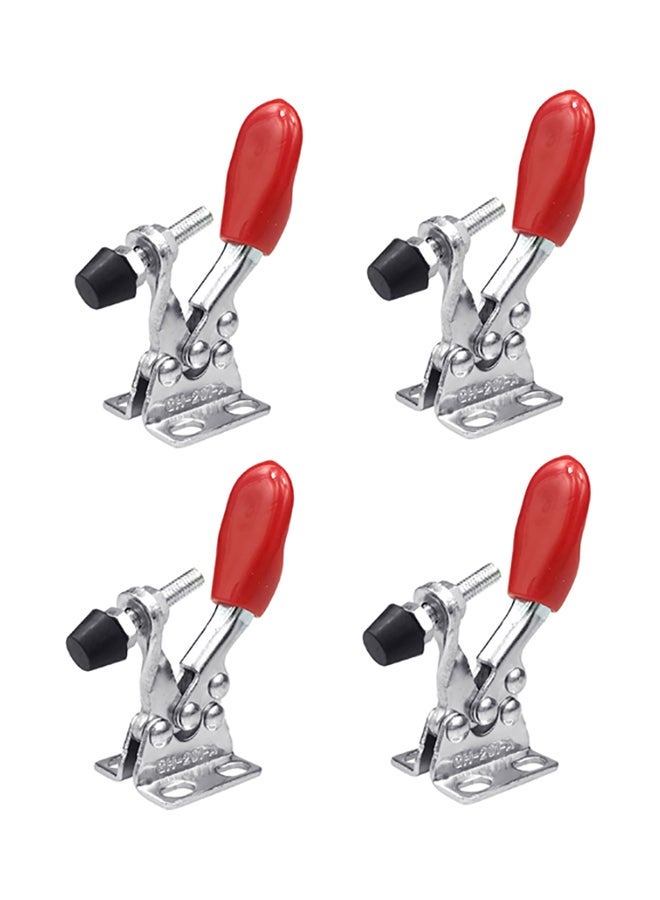 NIBEMINENT 4-Piece Quick-Release Toggle Clamp Hand Push Tool Silver/Red/Black 4x8cm - Image 1