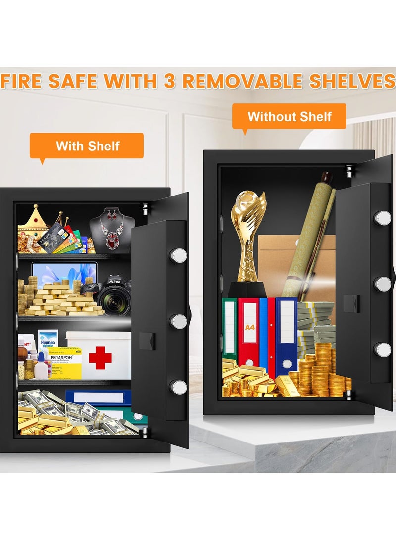 VUCATIN Large Home Safe Fireproof Waterproof Digital Home Security Fireproof Safe Box with Combination Lock Alarm Systerm and Removable Shelf Fire Safe for Home Documents Money Valuables(60*38*31 CM) - Image 3