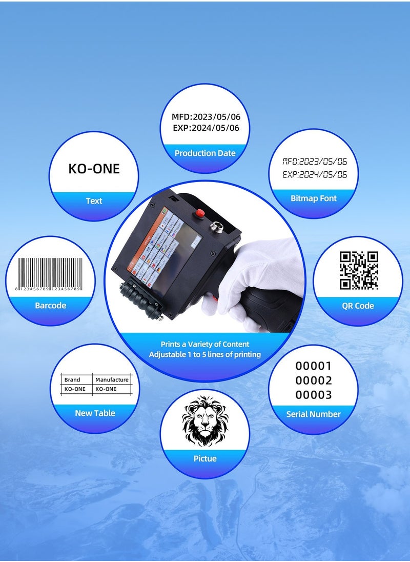 Kidle - Handheld Inkjet Printer Portable Handheld Printer for EXP Date, Batch Number, QR Code, Barcode, Logo on Carton Wood Fabric Plastic Metal - Image 1