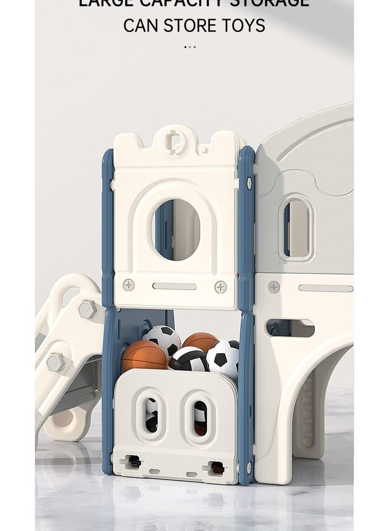 RBWTOYS Kids Play House Baby Playroom Playground Equipment Plastic Slides with Basketball hoop for Children Sliding Toys, Kid Playing House with Climbing Frame, Bridge, Slide and Basketball hoop - Image 3