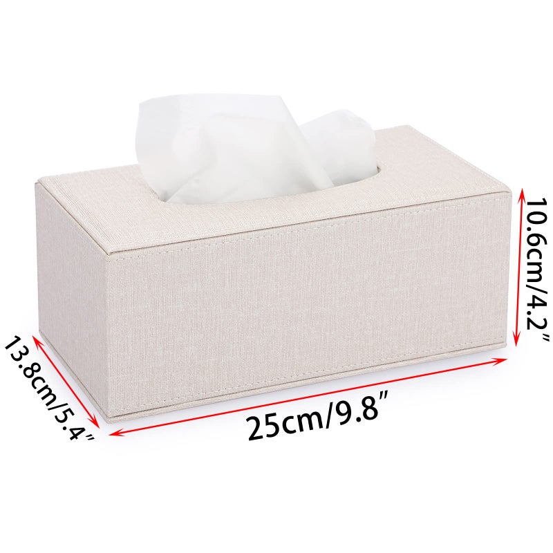 Sumnacon Tissue Box Cover Rectangle Linen Tissue Box,Stylish Tissue Box Holder with Magnetic Bottom,Decorative Tissue Cover for Bathroom Toilet Bedroom Living Room Table Desk Office, Beige - Image 3