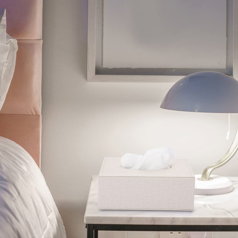 Sumnacon Tissue Box Cover Rectangle Linen Tissue Box,Stylish Tissue Box Holder with Magnetic Bottom,Decorative Tissue Cover for Bathroom Toilet Bedroom Living Room Table Desk Office, Beige - Image 2