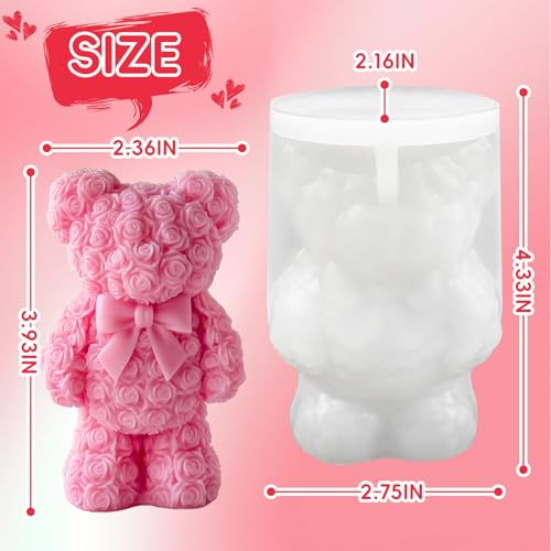 ZQYSING Standing Rose Bear Silicone Molds, Rose Teddy Bear Molds for Candles Making Handmade Soap Epoxy Resin Casting Home Decor Valentine/Mothers Day/Wedding/Anniversary/Birthday Gifts - Image 5