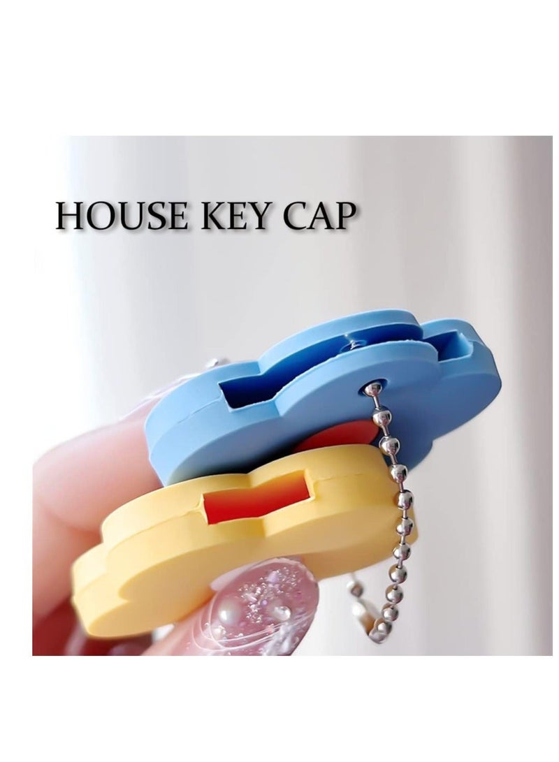 Flower Key Caps Silicone Key Ring Covers Tags Keychain Case Shell Key Protector Caps Identifier Rings Combination Key Key Caps Covers Tags Handy Key Ring Holder for Distinguishing Keys 10 Pcs - Image 2