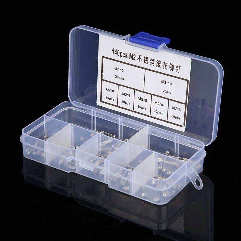 klarako Knurled Shank Rivet, 140pcs M2 Stainless Steel Round Head Knurled Shank Solid Rivets Assortment Set Head Bolts Stainless Steel Rivet - Image 4