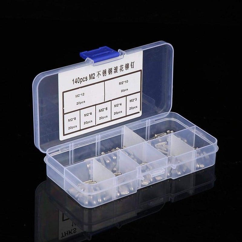 klarako Knurled Shank Rivet, 140pcs M2 Stainless Steel Round Head Knurled Shank Solid Rivets Assortment Set Head Bolts Stainless Steel Rivet - Image 2