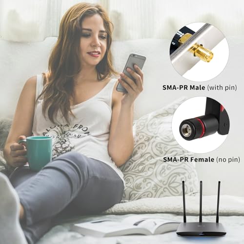 eifagur WiFi 6 6E Tri-Band 2.4GHz/5GHz/6E 9dBi Omnidirectional Antenna for PC Desktop Computer PCI-E WiFi 6E Network Card USB Bluetooth Card Wireless Router（2Pack-Black），Eifagur - Image 4
