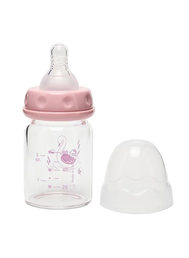 أطفال وأكثر Babies & More Baby Pink Regular Neck Glass Feeding Bottle 60ml