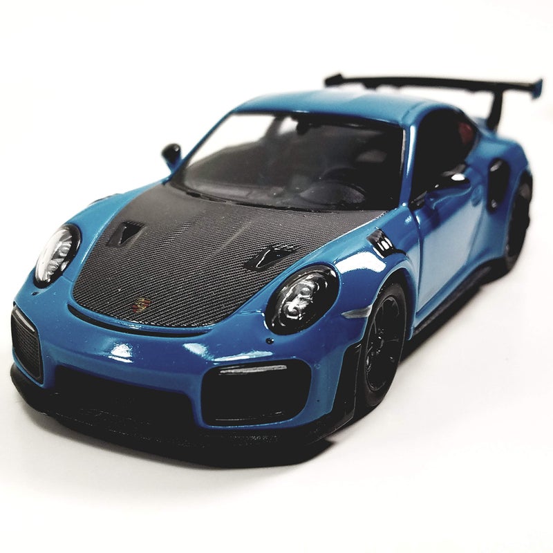 KiNSMART 2010 Porsche 911 GT2 RS Aqua Blue 1/36 Scale Diecast Metal Model Toy Sports Car - Image 2